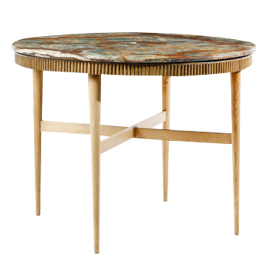 1950s Luigi Scremin : ashwood & marble table w/dowel decor