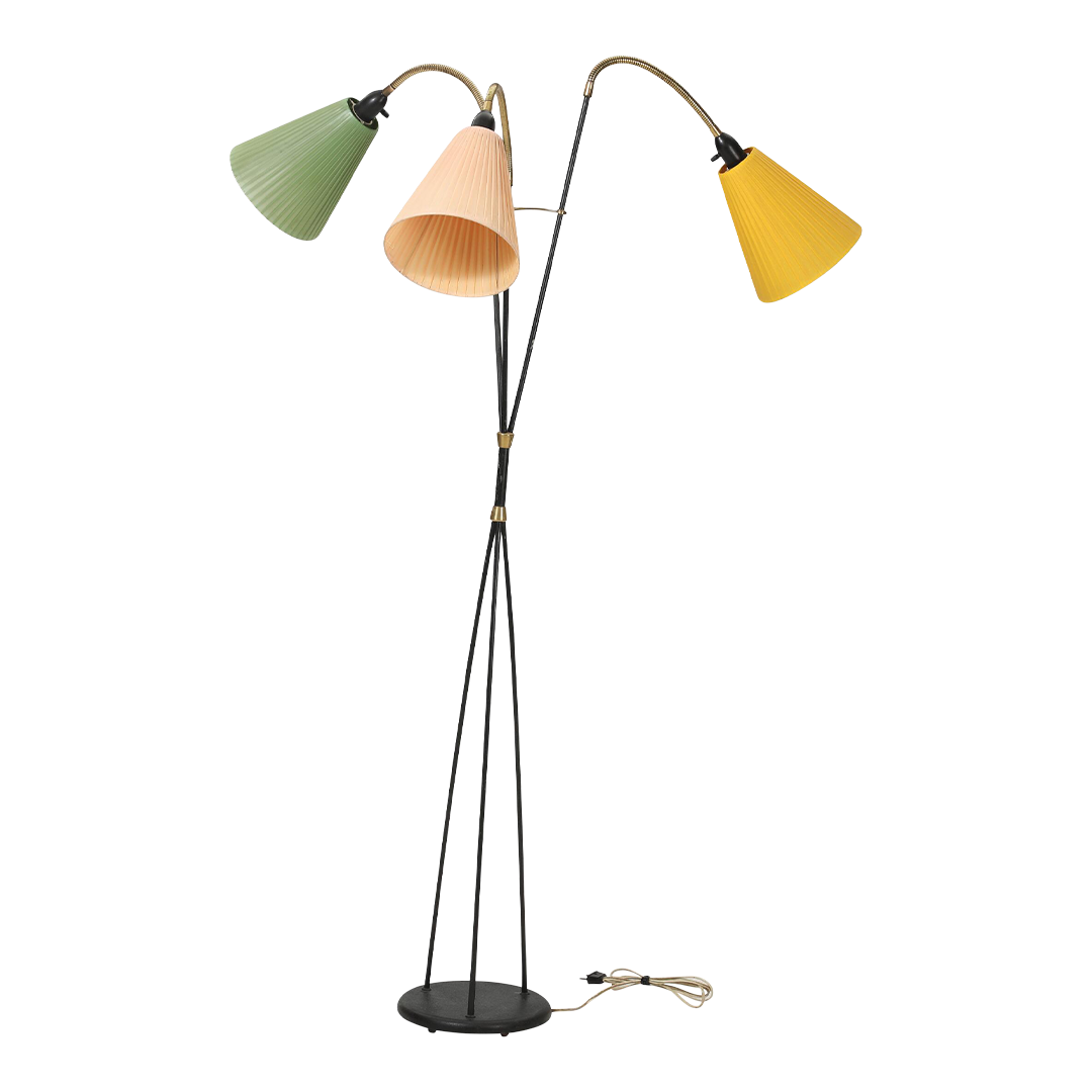 1950s Danish design : 3-cone adjustable floor lamp