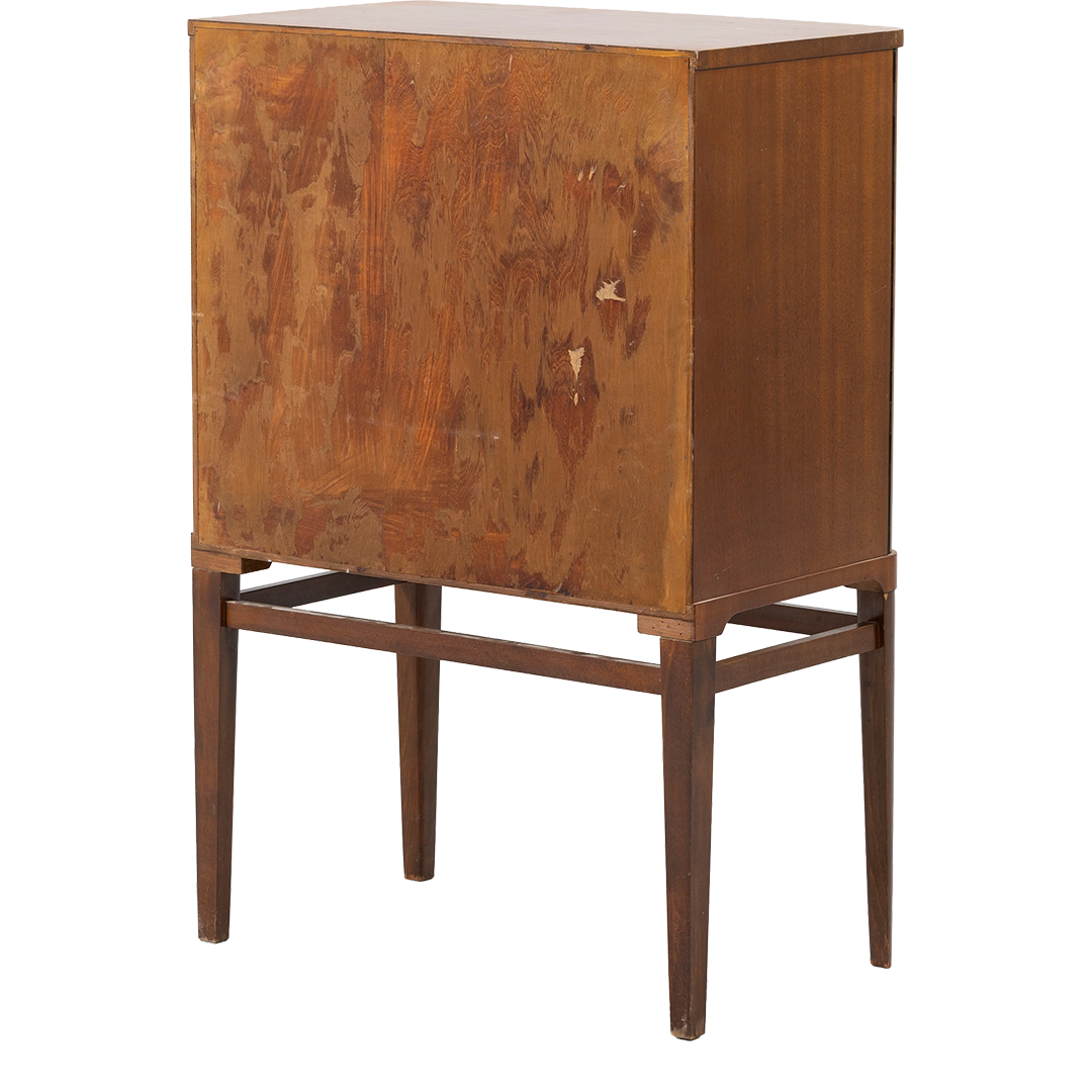 1940s Swedish Modern : medium sized storage cabinet in mahogany on stand