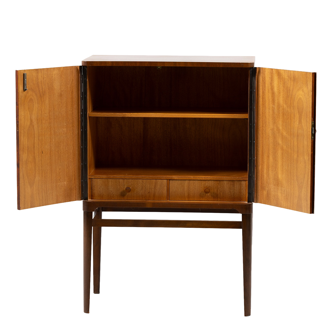 1940s Swedish Modern : medium sized storage cabinet in mahogany on stand