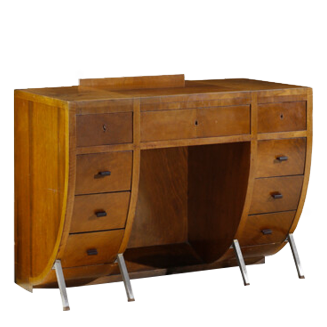 1930s Michel Dufet : curved toelette dressing cabinet, France