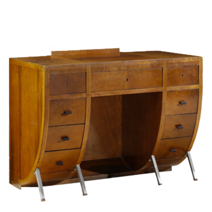 1930s Michel Dufet : curved toelette dressing cabinet, France