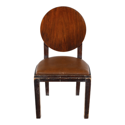 1931 Michel Dufet : set five bur ash & leatherette dining chairs