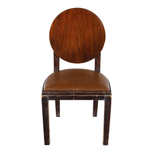 1931 Michel Dufet : set five bur ash & leatherette dining chairs