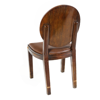 1931 Michel Dufet : set five bur ash & leatherette dining chairs