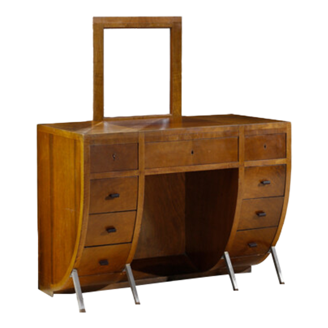 1930s Michel Dufet : curved toelette dressing cabinet, France