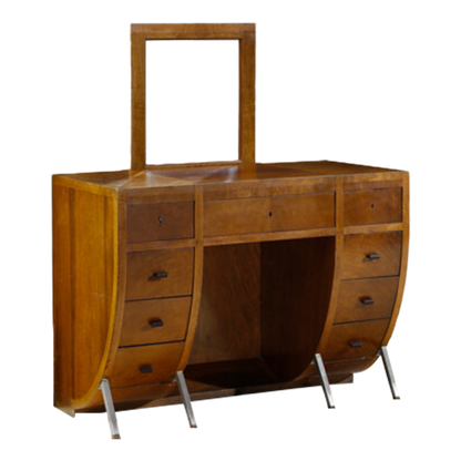 1930s Michel Dufet : curved toelette dressing cabinet, France