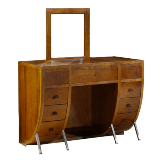 1930s Michel Dufet : curved toelette dressing cabinet, France