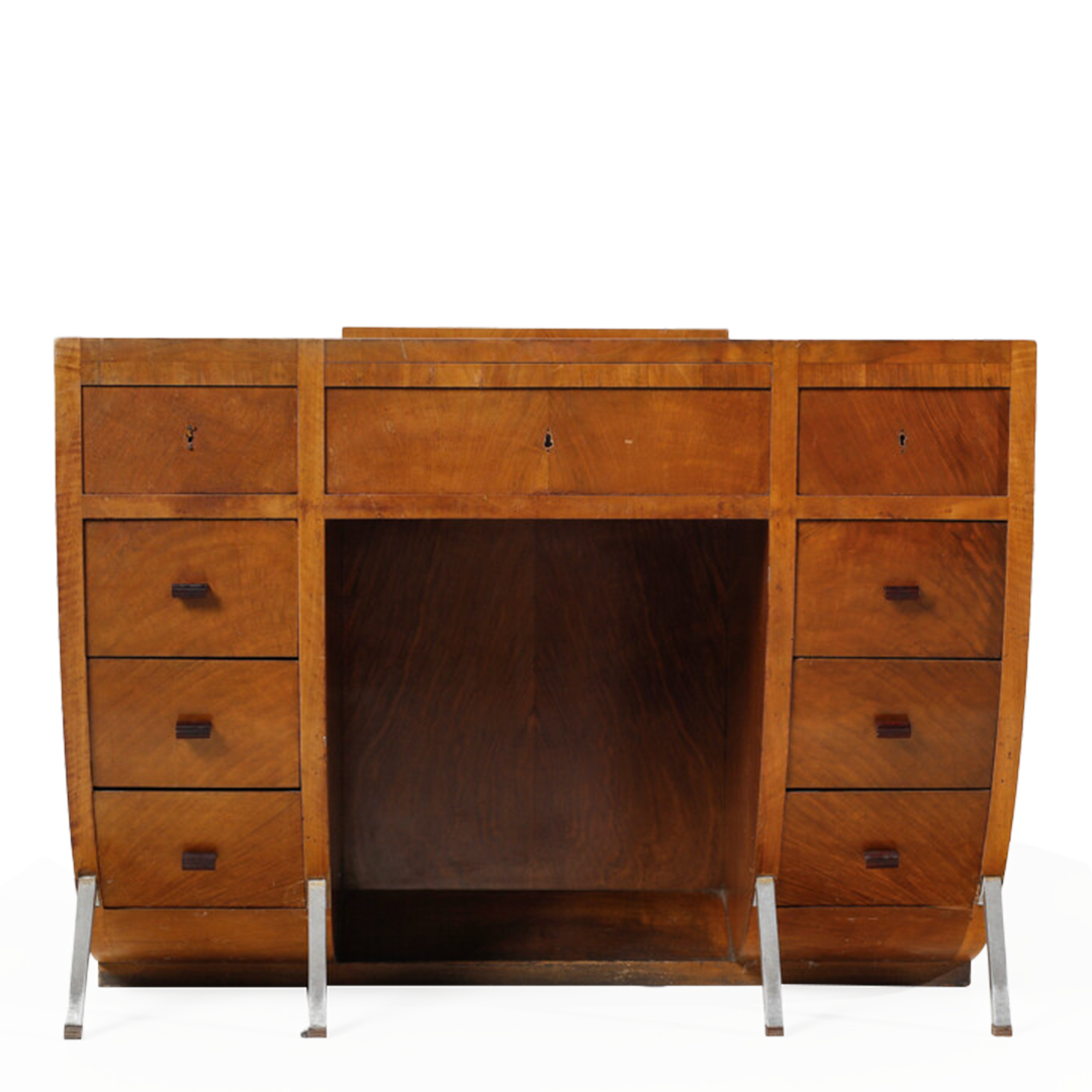 1930s Michel Dufet : curved toelette dressing cabinet, France