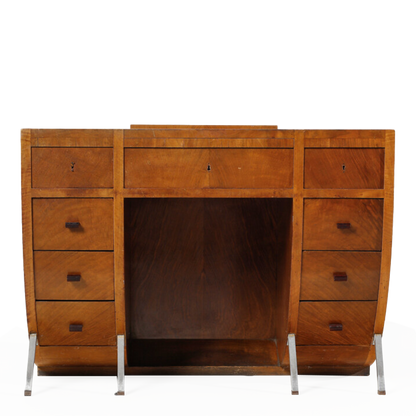 1930s Michel Dufet : curved toelette dressing cabinet, France