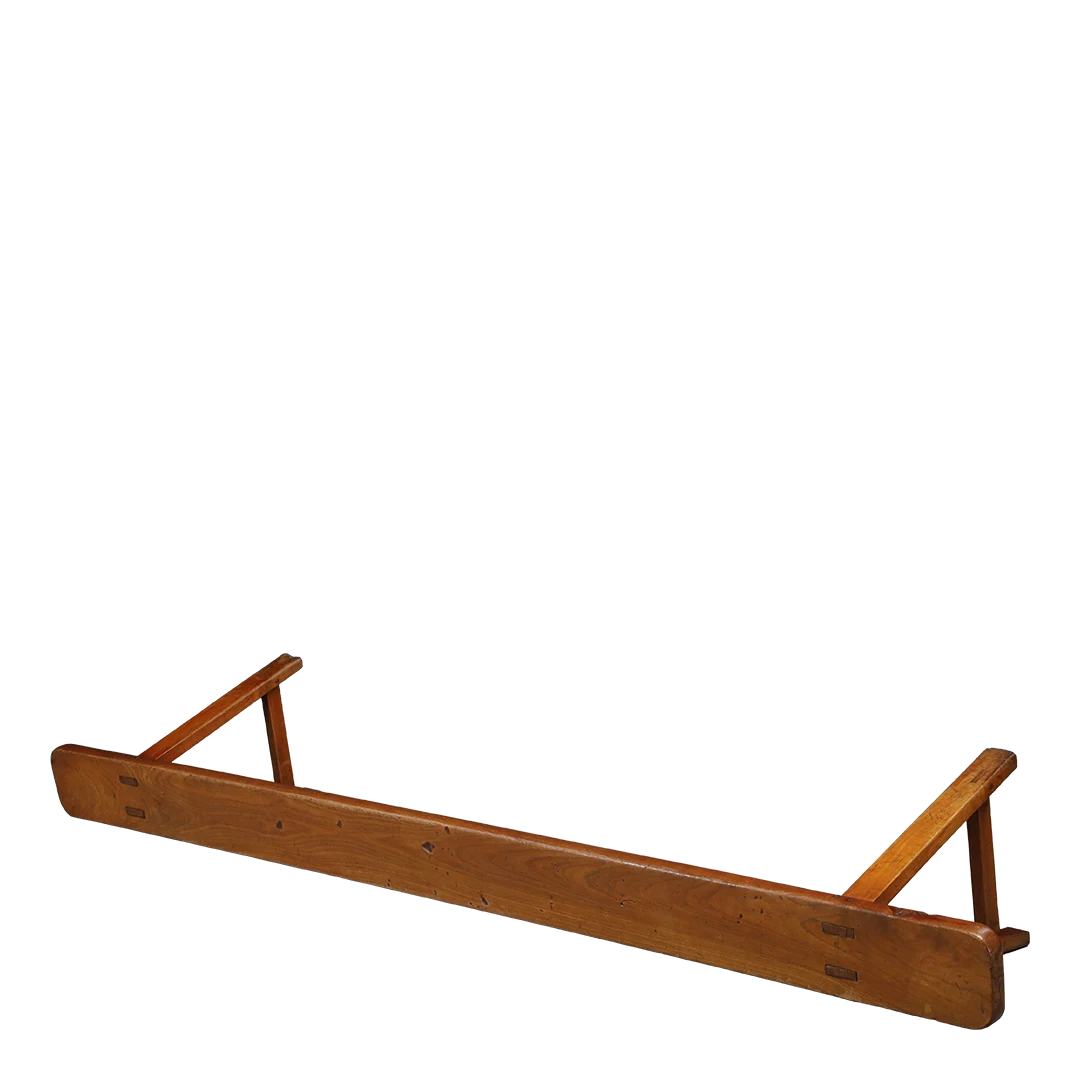 1960s Italian : rural chestnut long bench w/thru tenon joints