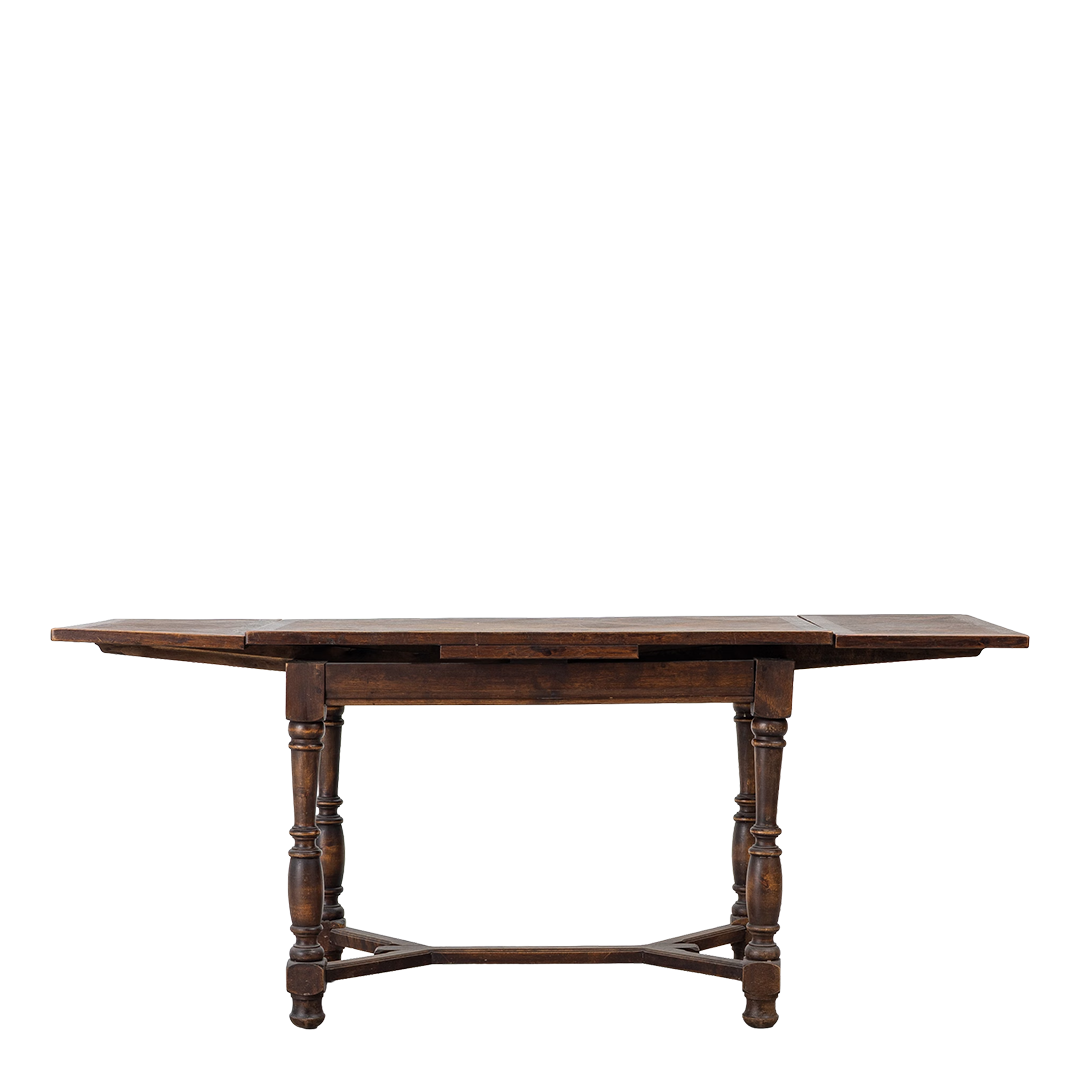 Late 19thc Swedish : Baroque revival oakwood table w/geometric parquetry top