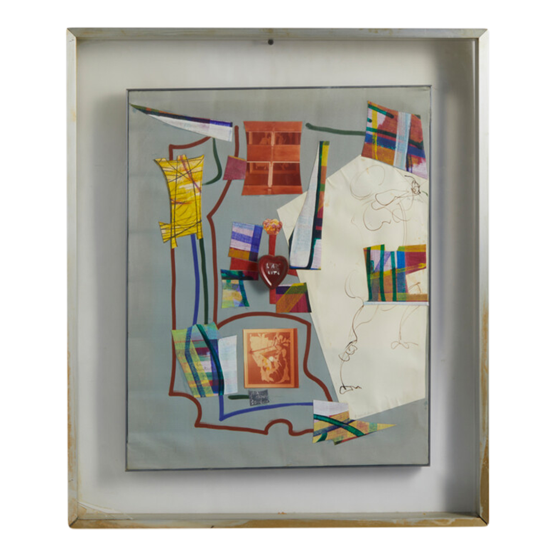 1970s Domenico Pellicano : mixed media w/applied heart 20" x 16"