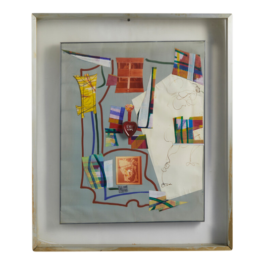 1970s Domenico Pellicano : mixed media w/applied heart 20" x 16"