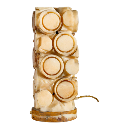 1970s Italian : carved columnar alabaster table lamp