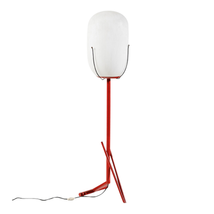 1960s Stilnovo : opaline glass & painted metal floor lamp