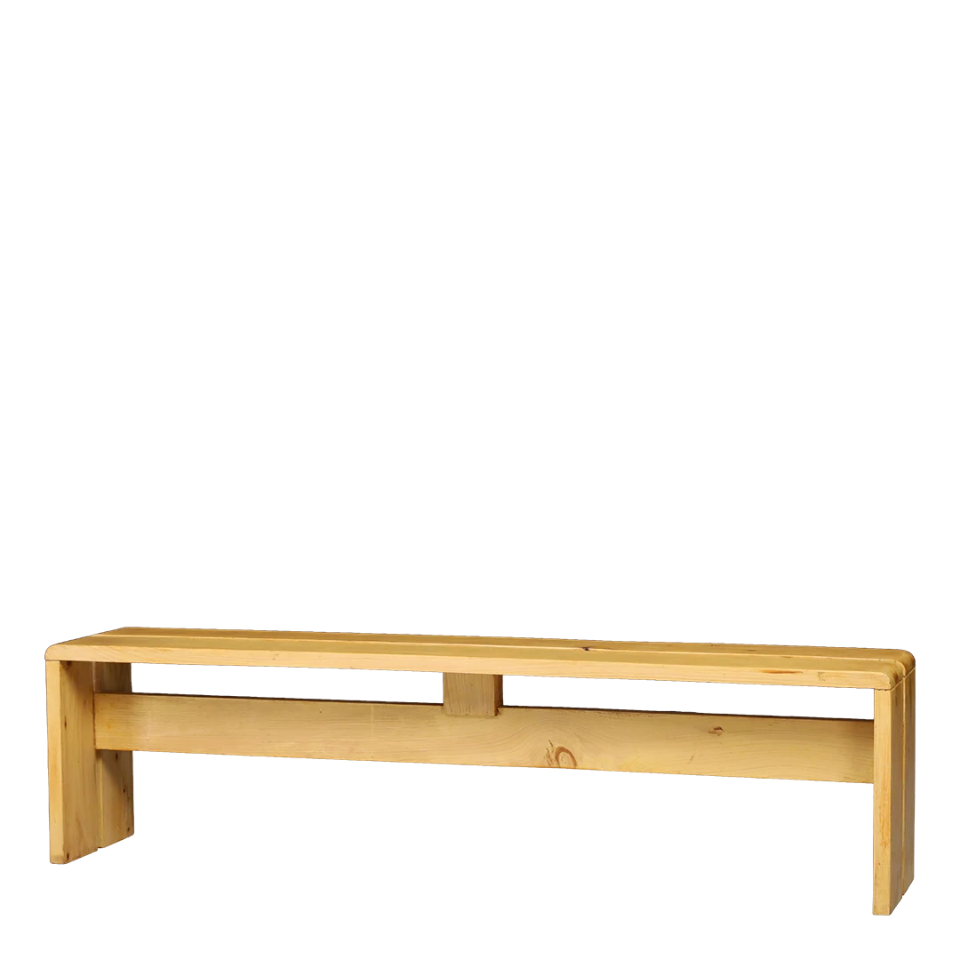 1960s Charlotte Perriand : Les Arc solid pinewood bench, France