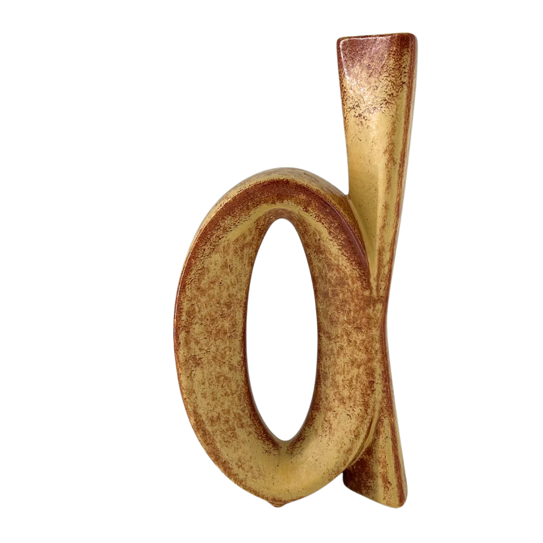 1970s Roberto Rigon : "letter D" vase, screziato tabacco glaze