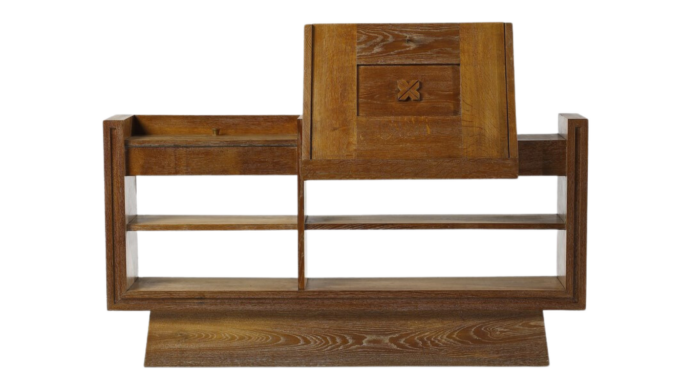 1950s Pier Luigi Colli cerused oakwood open console, Italy