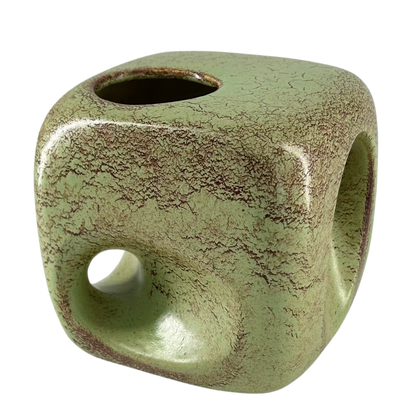 1970s Roberto Rigon : "cube" vase, screziato verde glaze