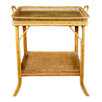 c1950 French : rattan and wicker, side or serving table