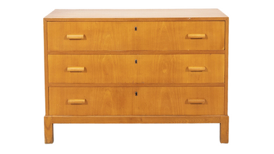 1940 Swedish elmwood 3-drawer dresser