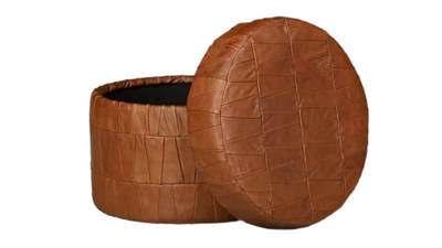 1980s de Sede style patchwork leather pouf