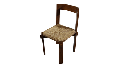 1970s Giovanni Michelucci shaped wood & rope side chair