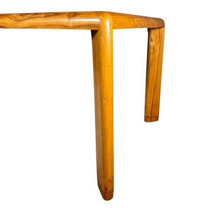 1970s Italian Modernist : solid ashwood dining table w/curved sides
