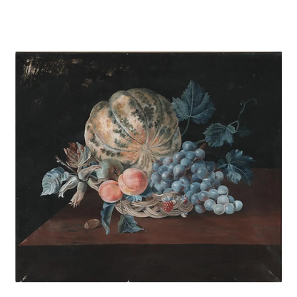 19th century Danish School : still life, flowers & grapes, unsigned