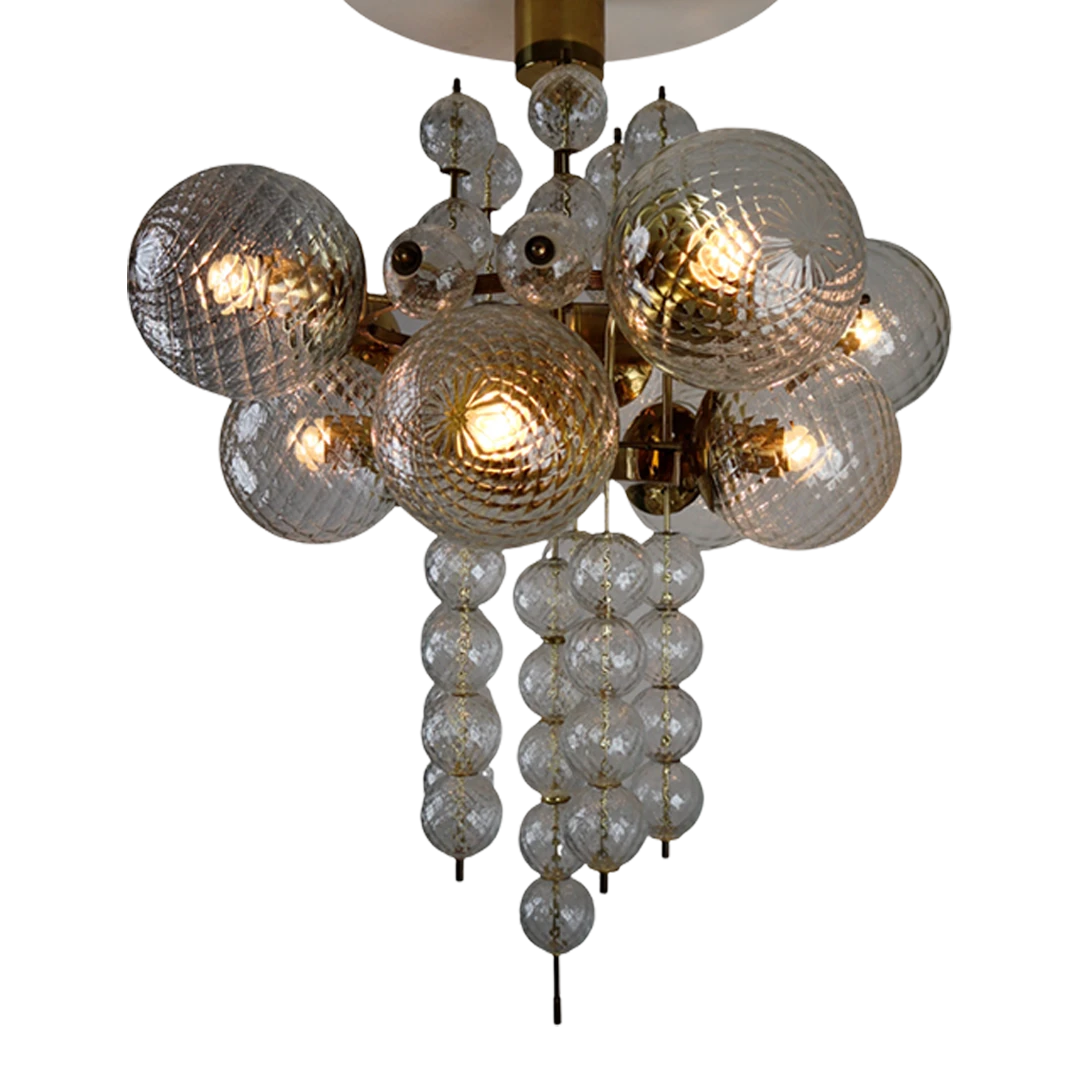 1970s Jaroslav Bejvl : glass chandelier, Kamenický Šenov, Czech