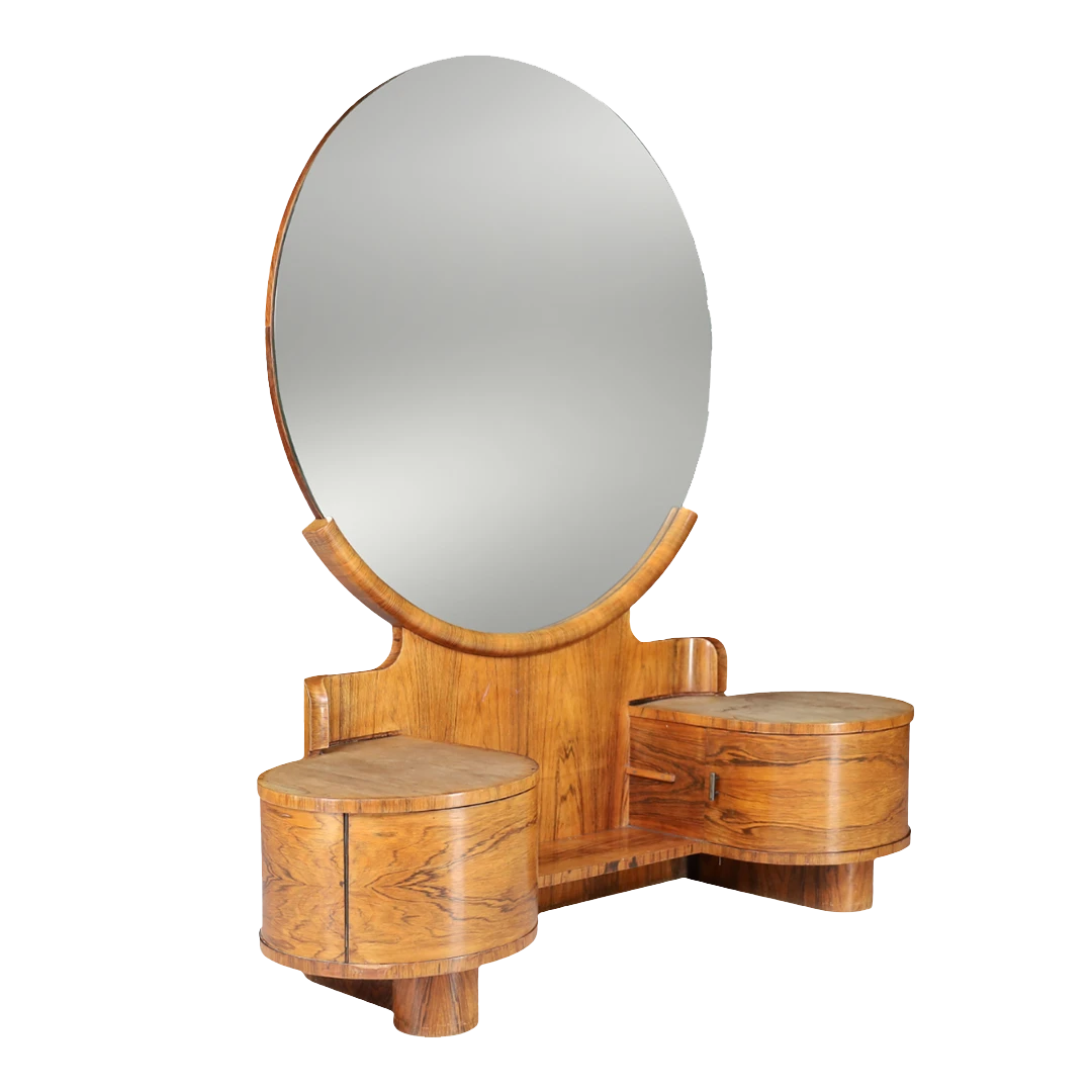 1930s Jindřich Halabala : Art Deco walnut dressing table & mirror