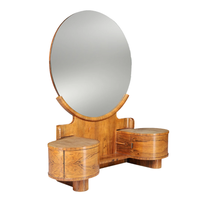 1930s Jindřich Halabala : Art Deco walnut dressing table & mirror