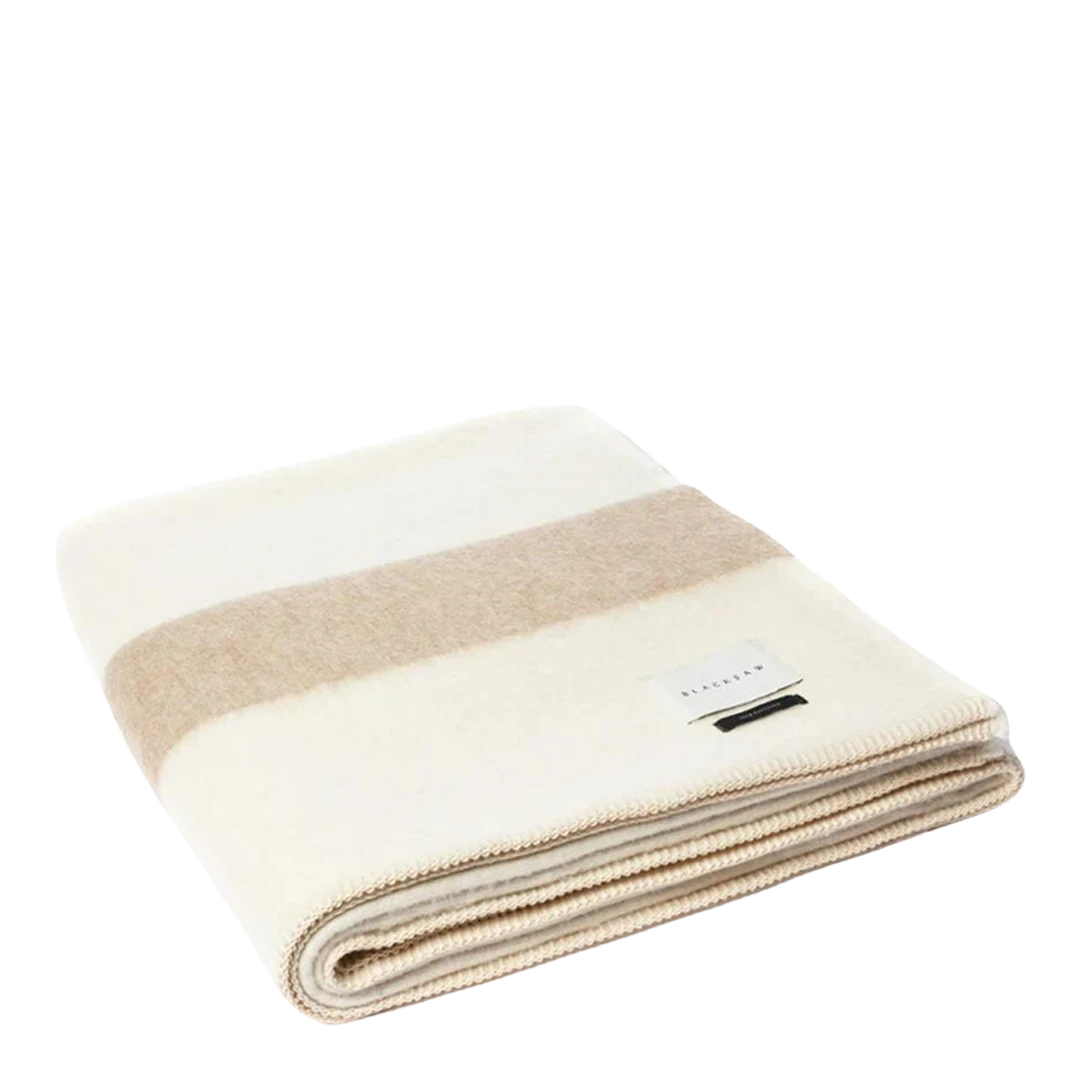 Blacksaw : The Siempre Blanket in Ivory/Beige Stripe