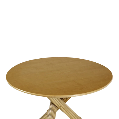 1970s Alberto Smania : 43" tri-leg bamboo center table, Italy