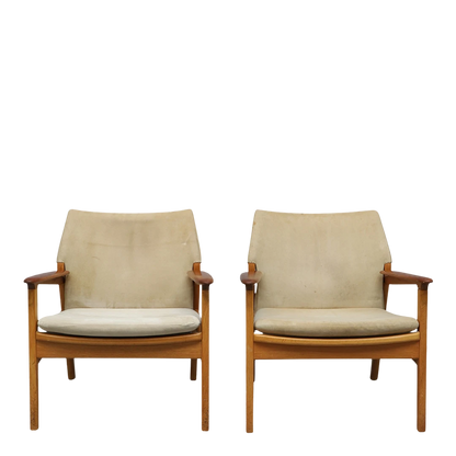 1960s Hans Olsen : Model 9115 suede armchair, Sweden