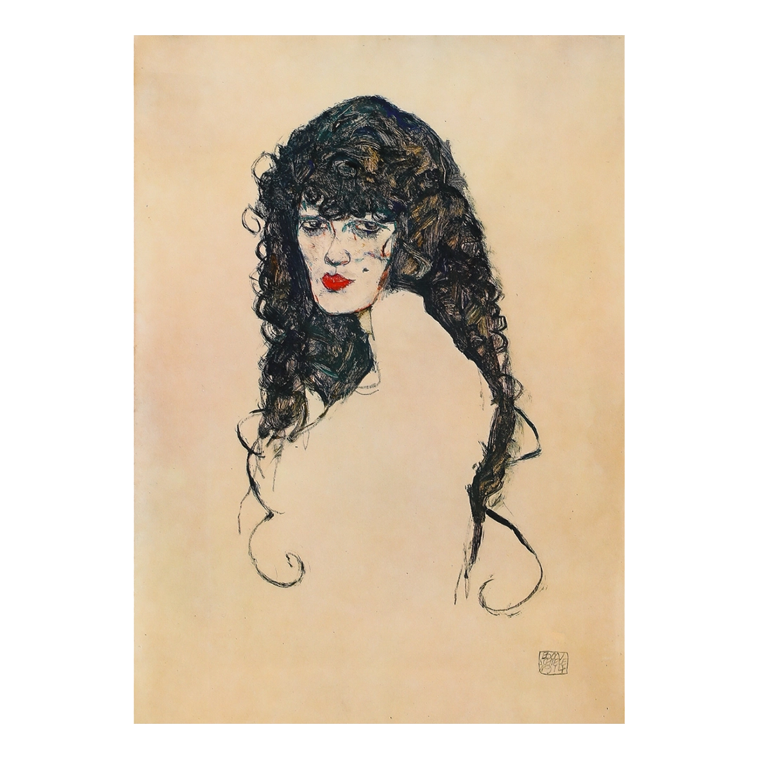 Egon Schiele, Vienna : "Black-haired Woman" Lithograph