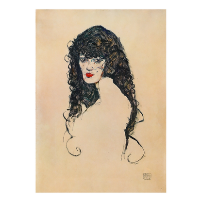 Egon Schiele, Vienna : "Black-haired Woman" Lithograph