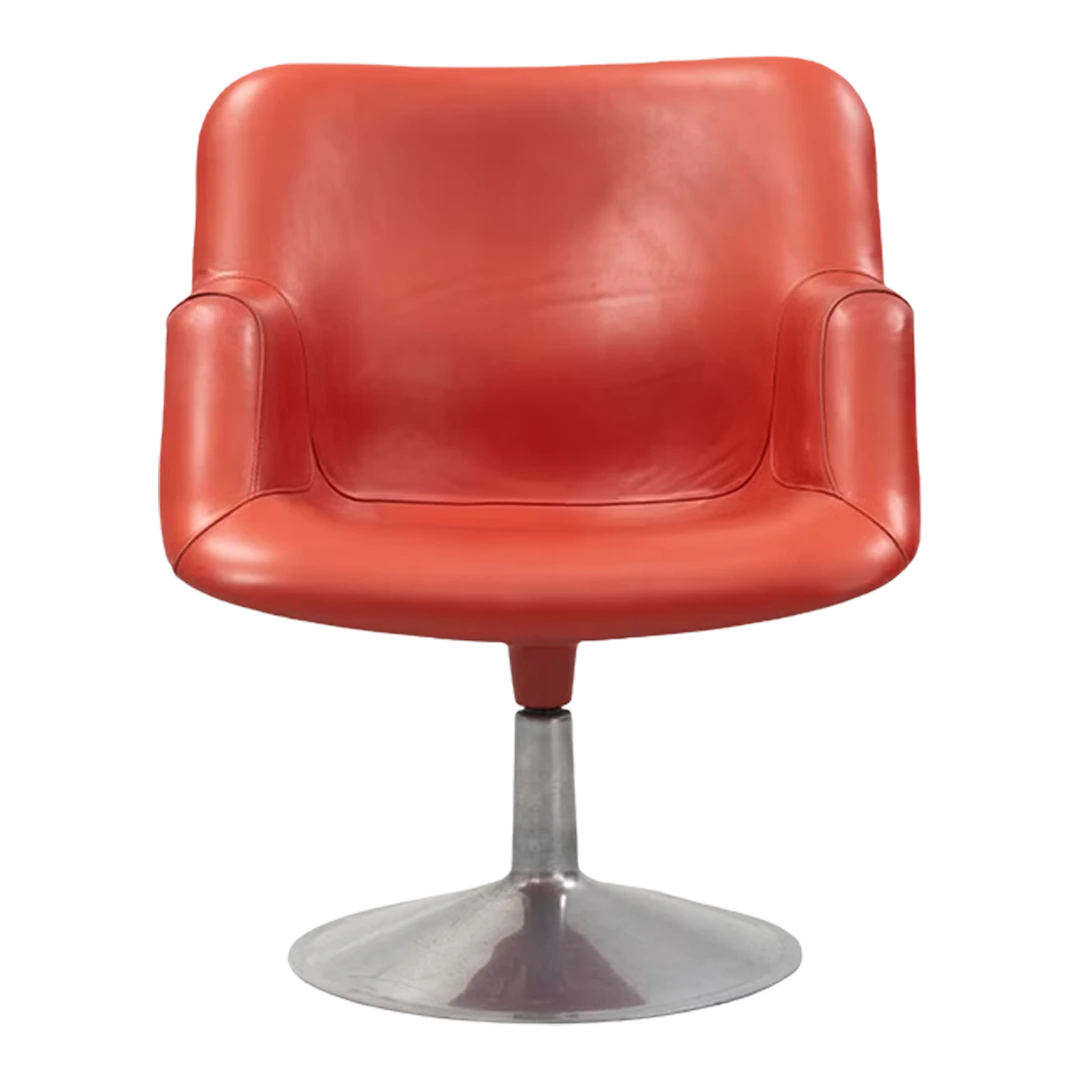 1960s Yrjö Kukkapuro : 'Junior' easy chair in red leather, Finland