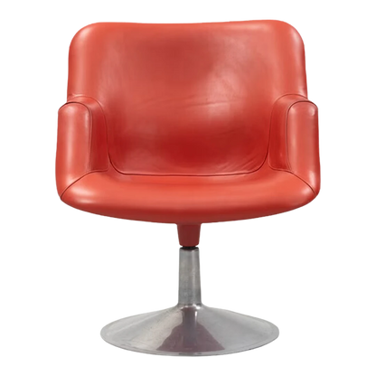 1960s Yrjö Kukkapuro : 'Junior' easy chair in red leather, Finland