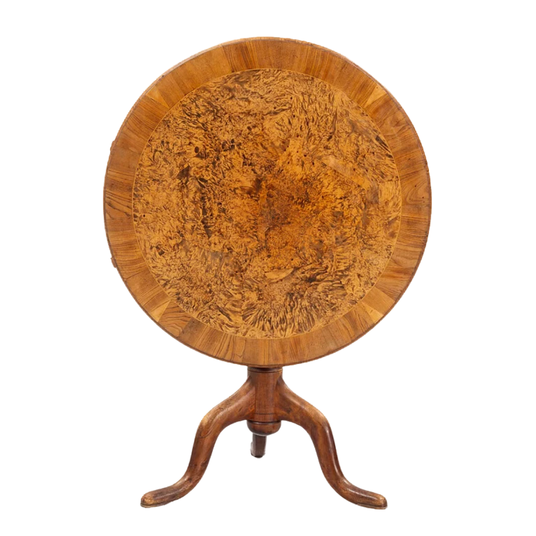 c1775 Jacob Sjölin : burr alder dropleaf tripod table, Kungsör Sweden