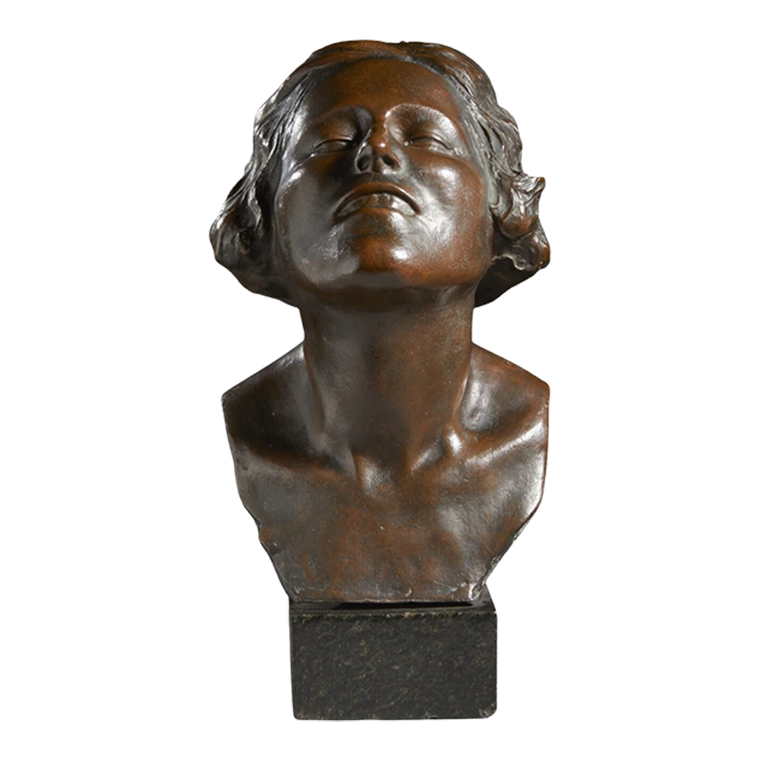 Early 20thc Hector Rocha : bronze, female bust, Italy