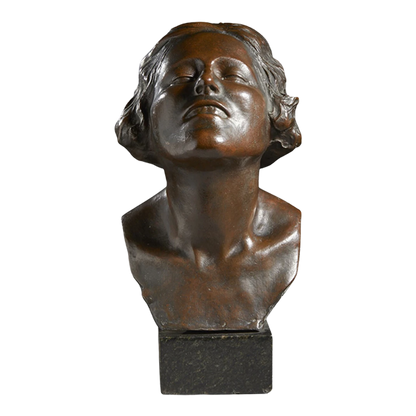 Early 20thc Hector Rocha : bronze, female bust, Italy