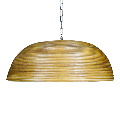 1970s Italian : bamboo & brass ceiling pendant light