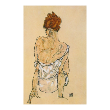 Egon Schiele, Vienna : "Woman sitting back to back" Lithograph