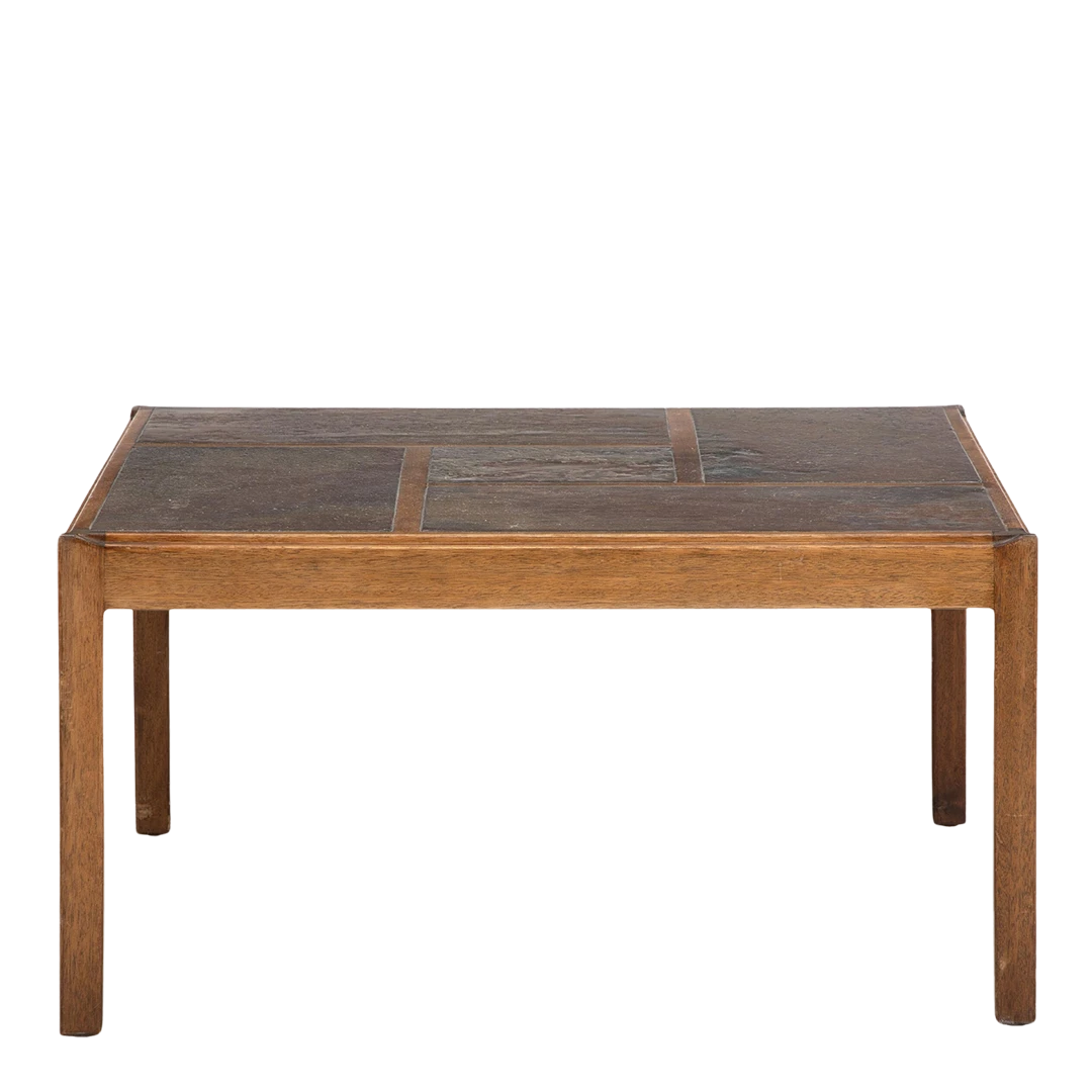 1970s Svend Langkilde : mahogany and paneled slate coffee table