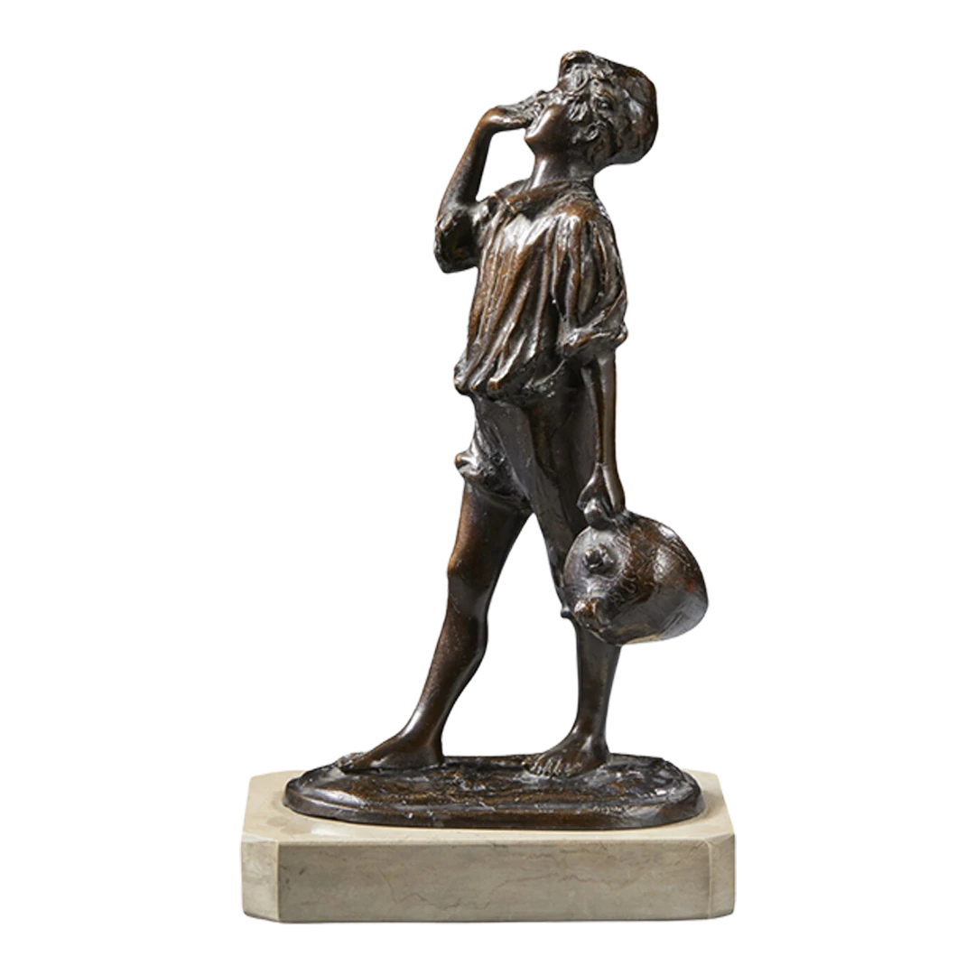 Early 1900s Mario Di Giacomo : bronze figure of a young boy