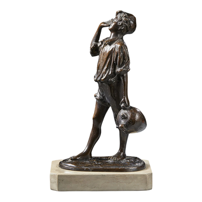 Early 1900s Mario Di Giacomo : bronze figure of a young boy