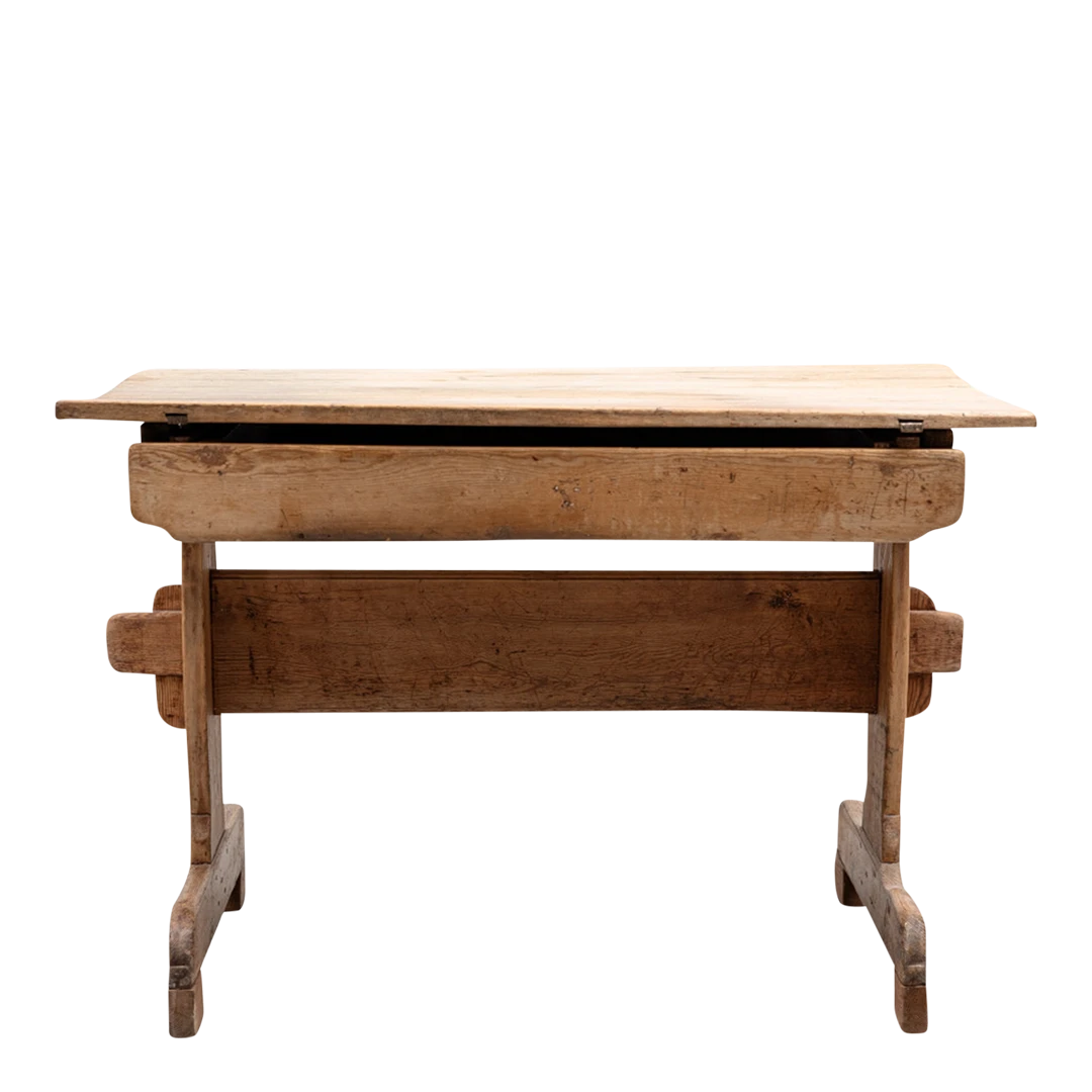 19th century Swedish : rural 44" pinewood trestle table