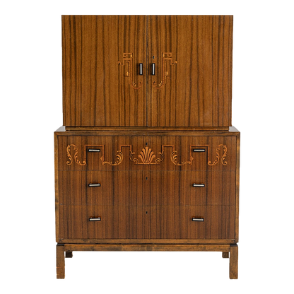 1930s Swedish Grace : rootwood inlay bar cabinet